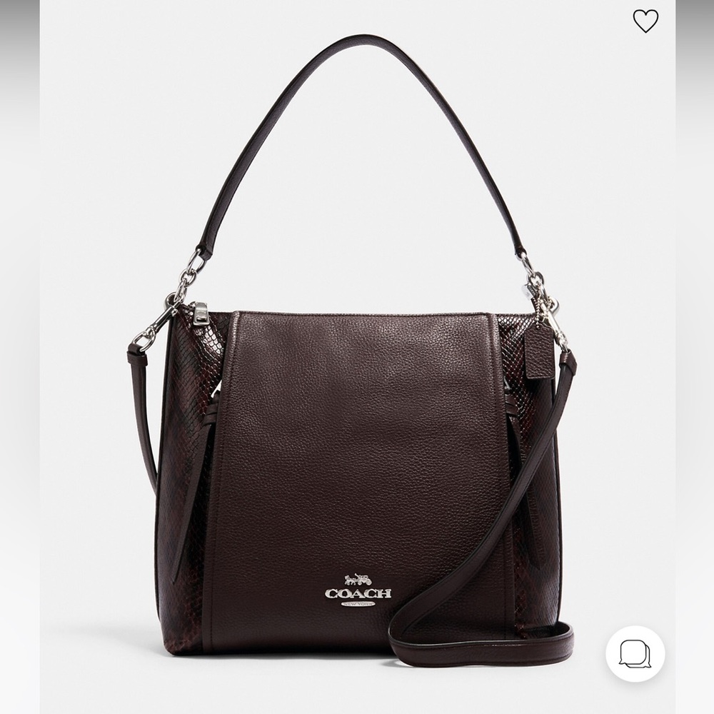NWOT Coach Pebble Leather and Snake Embossed Marlon Hobo in Oxblood